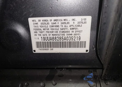 2005 Acura Tl z USA, uszkodzony, nr VIN 19UUA66285A035219